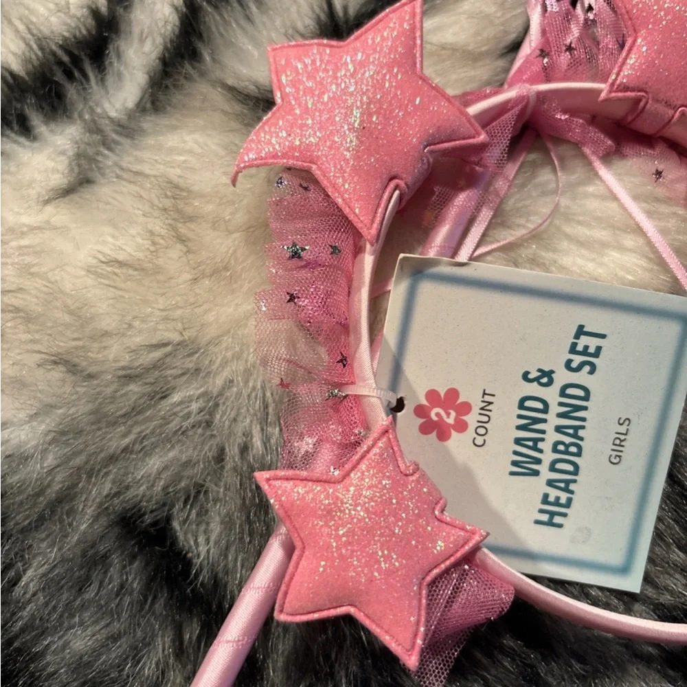 Pink Star Wand and Headband Set